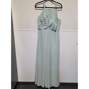 Women's AW.BRIDAL Mint Green‎ Spaghetti Strap Pleated Maxi Dress US 16